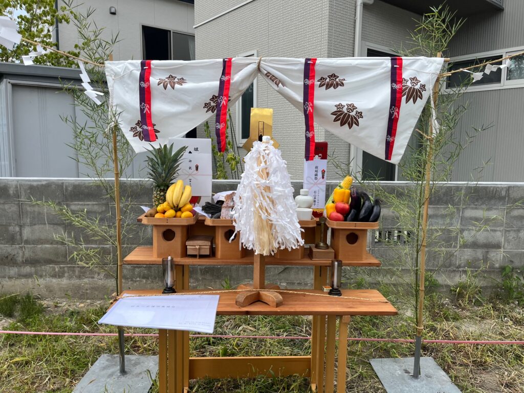 「外とつながるリビングとインナーガレージ木の家」現場レポート～地鎮祭～